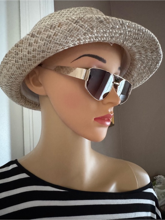 House of Harlow 1960 Gold Metal Aviator Sunglasses with Brown Lenses main image 16